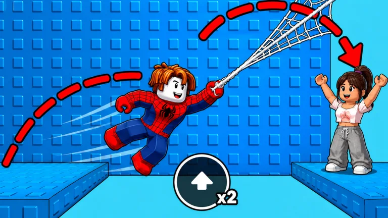 +1 Web Swing Escape official Roblox artwork with a web-swinging obstacle course
