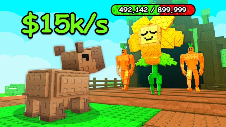 Capybaras VS Plants official Roblox artwork with capybara defenders and plants
