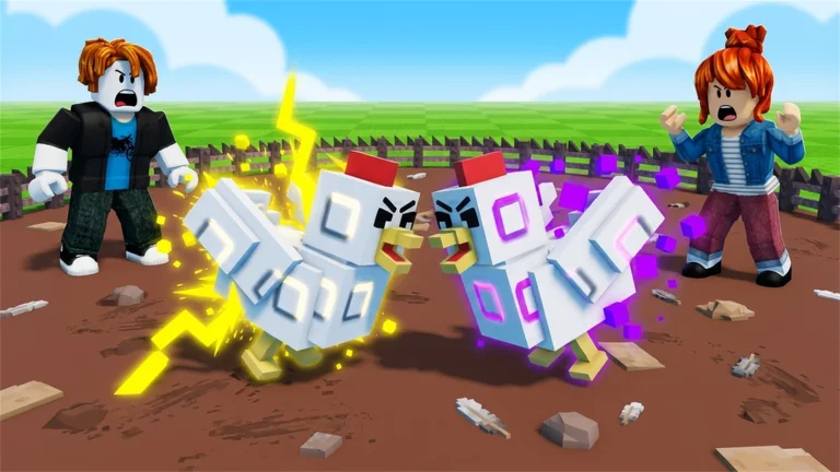 Grow a Chicken Fighter official Roblox art with collectible battle chickens