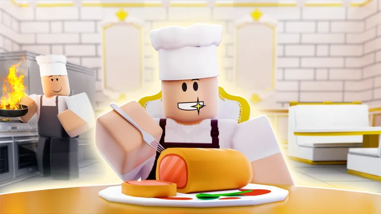 Official Run a Restaurant Roblox artwork showing a busy restaurant interior