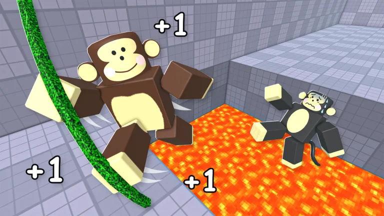 +1 Speed Monkey Escape official Roblox artwork with monkeys running an obstacle course